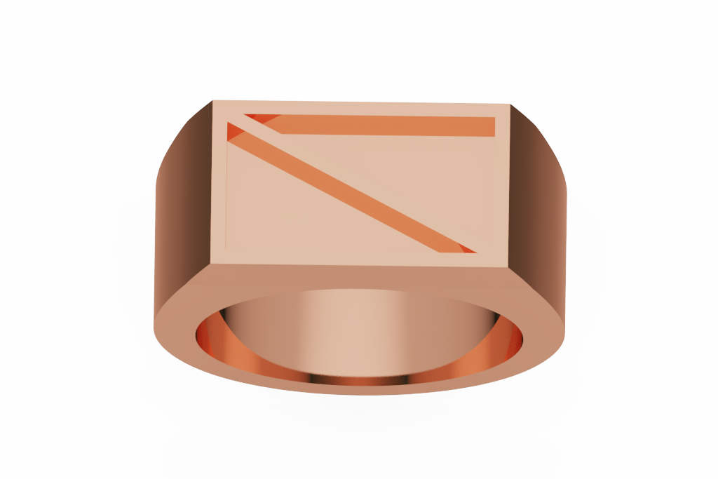 Rectangular Signet Ring With Diagonal Groove