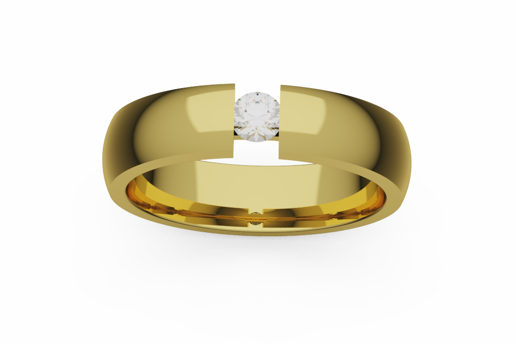 Wide Band Square Solitaire Ring