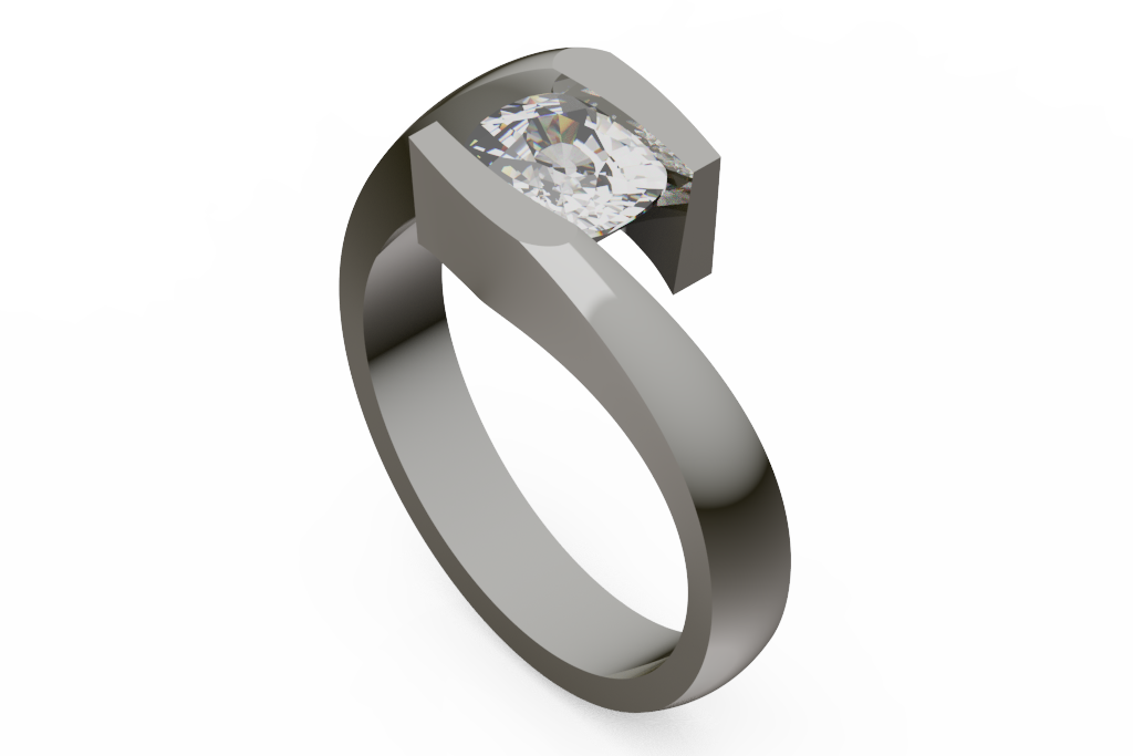 Cushion Cut Bypass Solitaire Ring