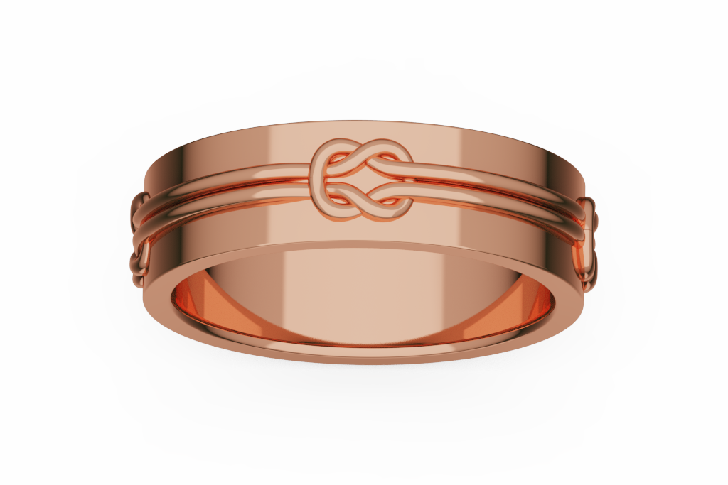 Wide Infinity Knot Wedding Band With Grooved Rails