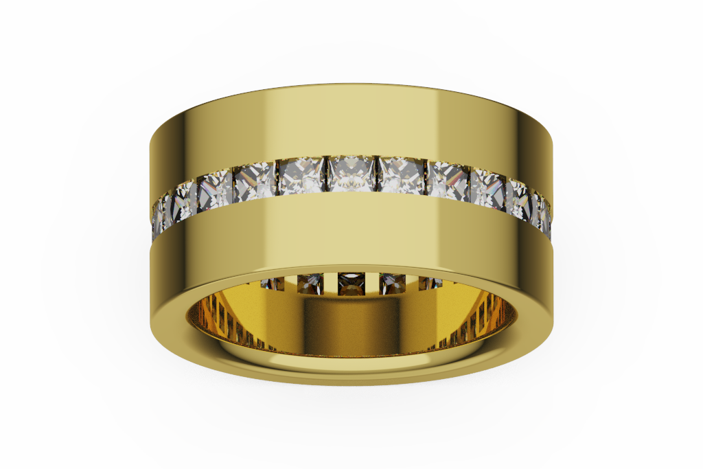 Wide Channel Set Square Diamond Fashion Band