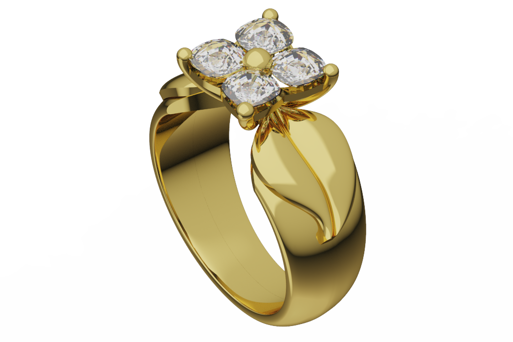 Four Stone Clover Cluster Fashion Ring