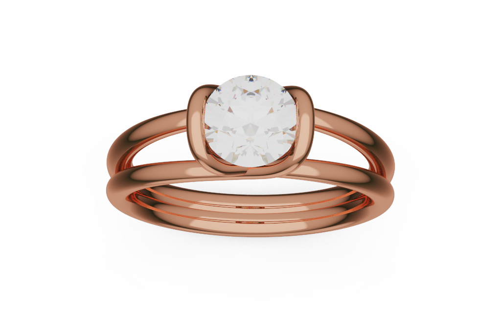 Round Solitaire Ring With Multi Rail Shank