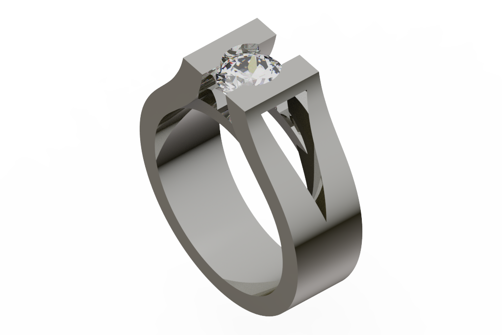Wide Round Bridge Solitaire Ring With Open Shoulders