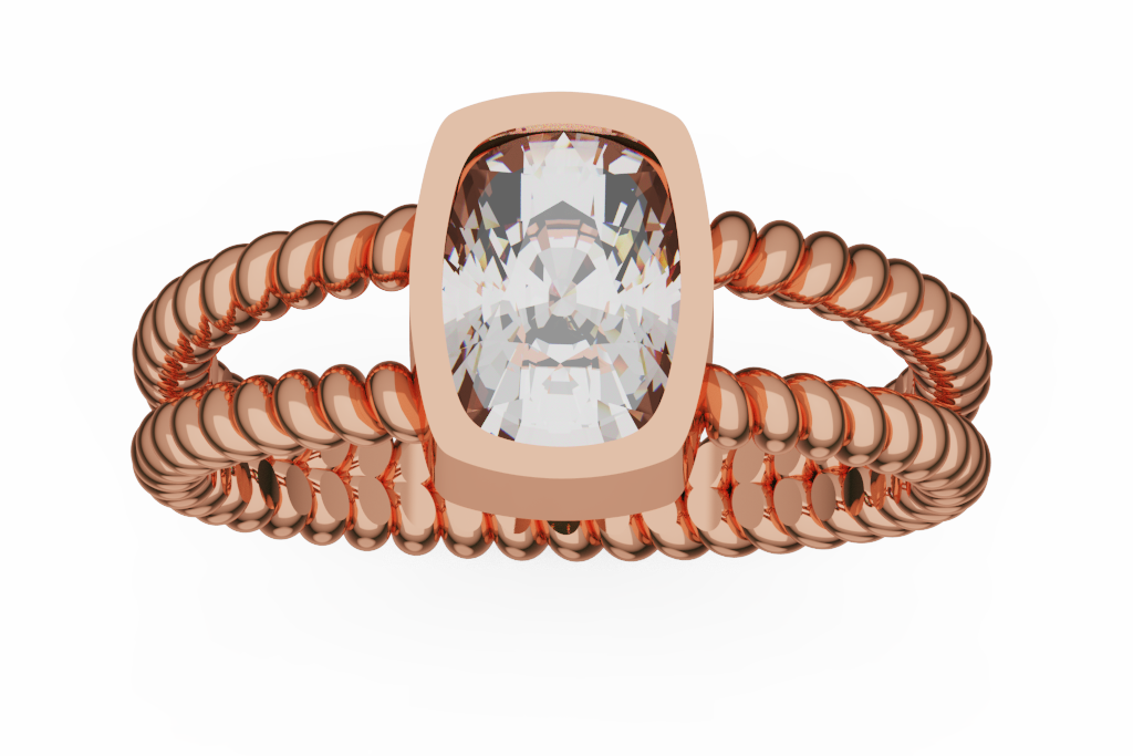 Elongated Cushion Bezel Solitaire With Beaded Shank