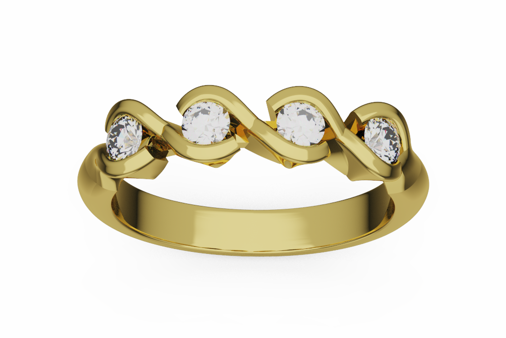 Wave Round Diamond Wedding Band
