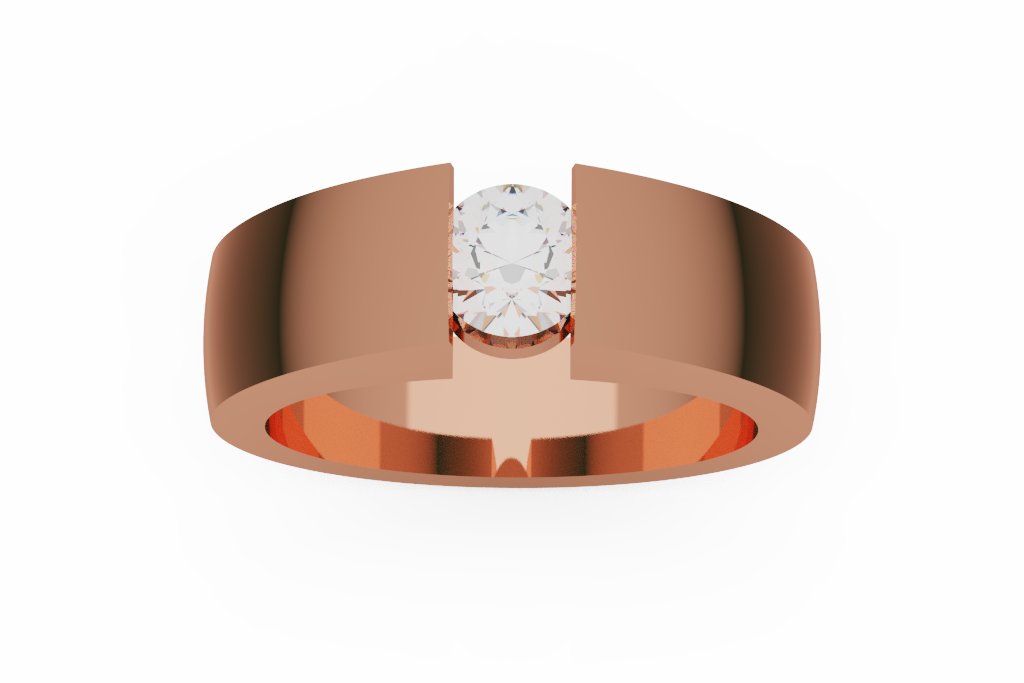 Wide Round Bridge Solitaire Ring