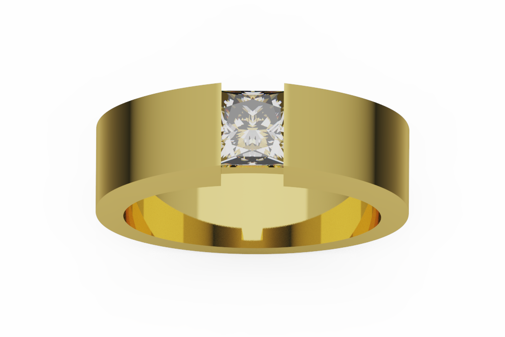 Wide Princess Cut Bridge Solitaire Ring