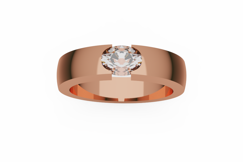 Wide Low Bridge Round Solitaire Ring