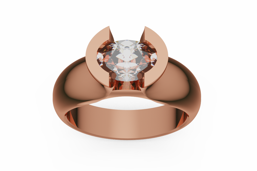 Round Crescent Bezel Solitaire Ring