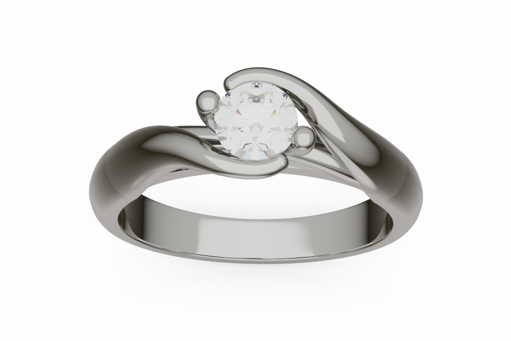 Round Bypass Solitaire Ring With Bead Prongs