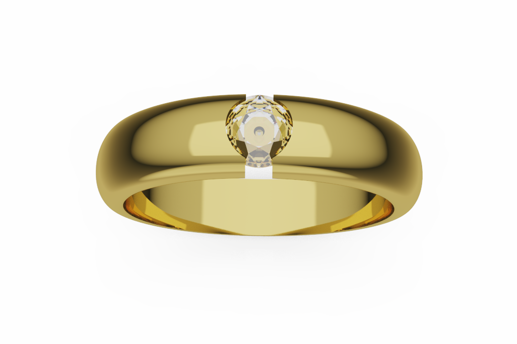 Domed Round Solitaire Band With Raised Stone