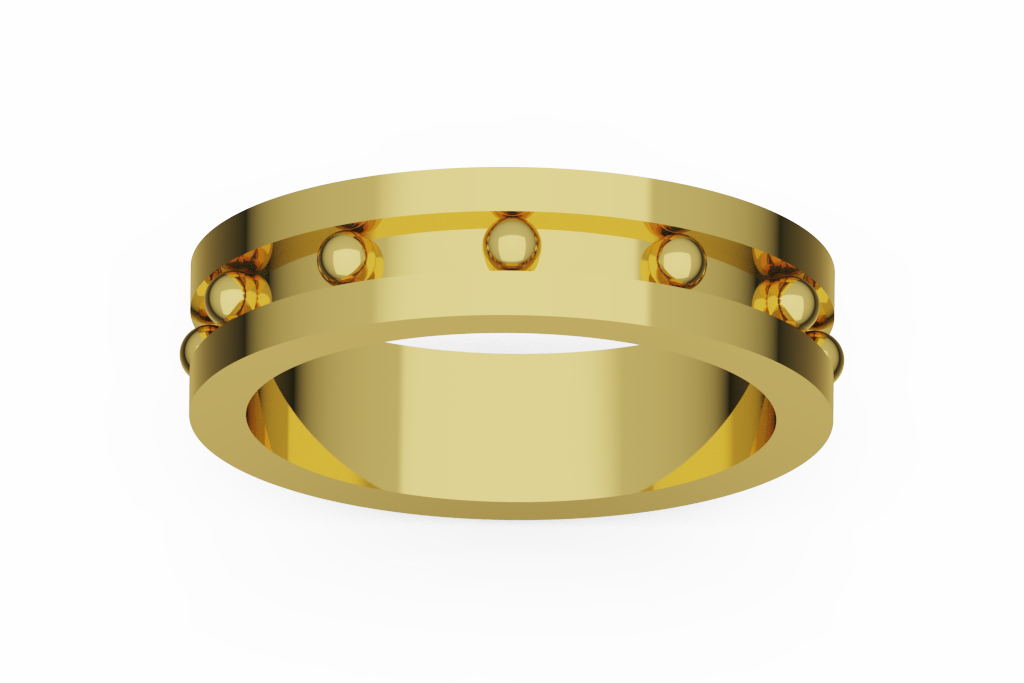 Grooved Wedding Band With Circular Stations