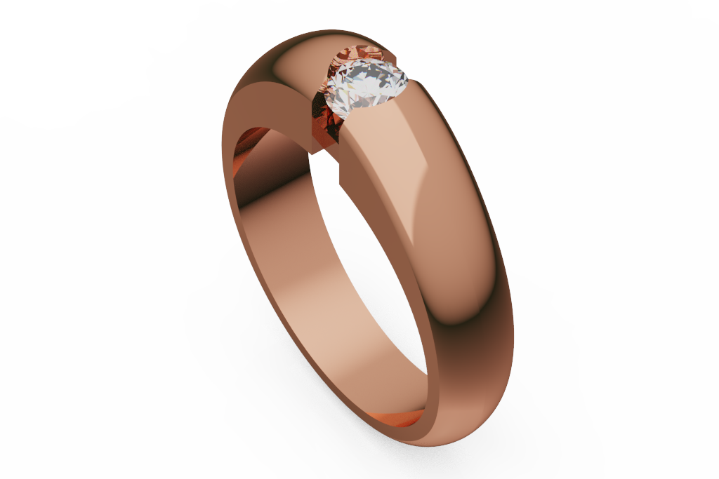 Wide Domed Round Solitaire Ring