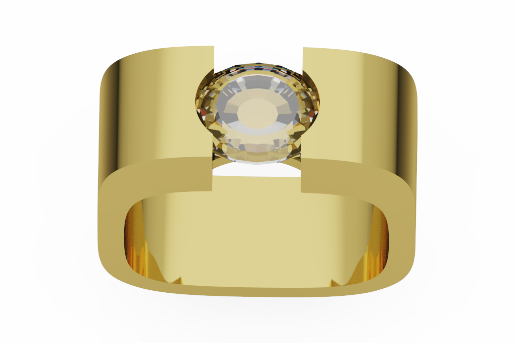 Wide Oval Solitaire Ring With Open Slot