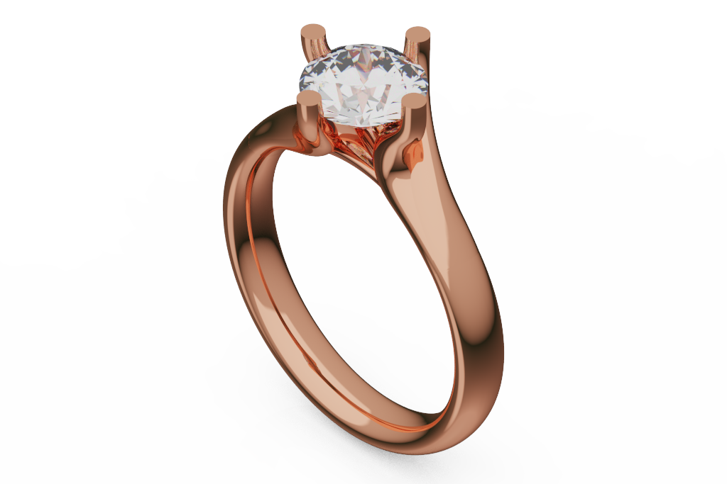 Round Solitaire Ring With Grooved Shank