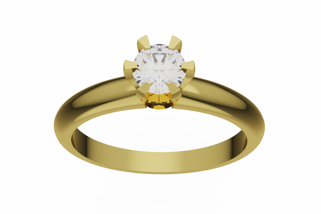 Round Solitaire Ring With Slim Polished Shank
