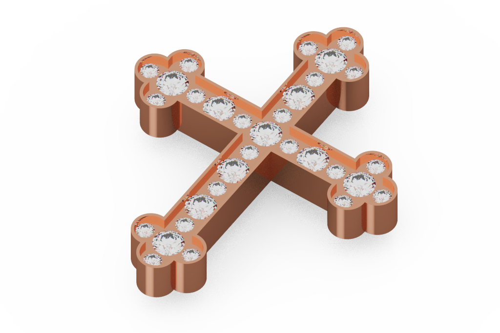 X Cross Diamond Pendant With Cluster Ends
