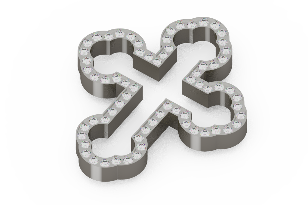 Open Diamond Cross Pendant With Rounded Ends