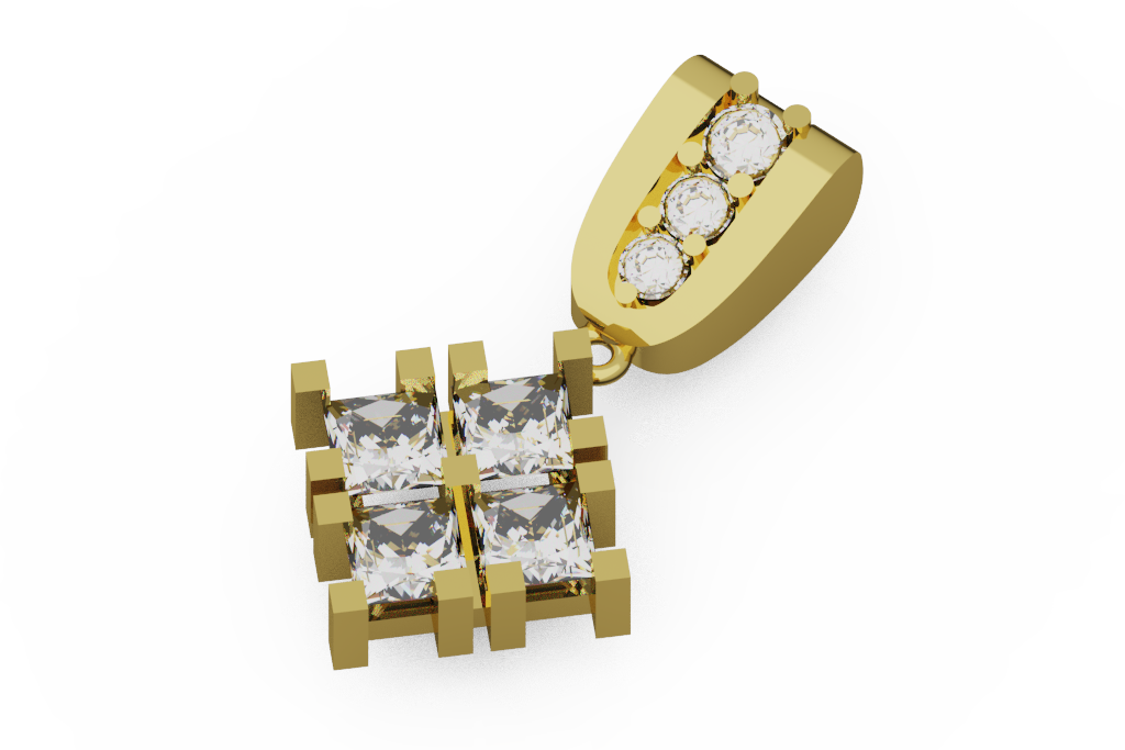 Princess Cut Four Stone Diamond Pendant