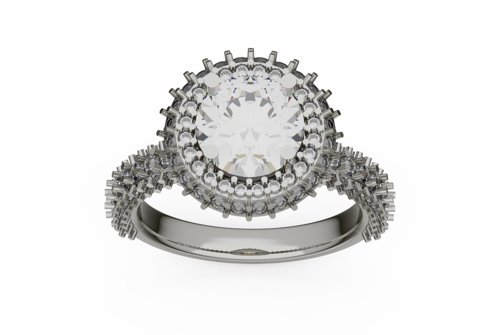 Round Double Halo Diamond Engagement Ring