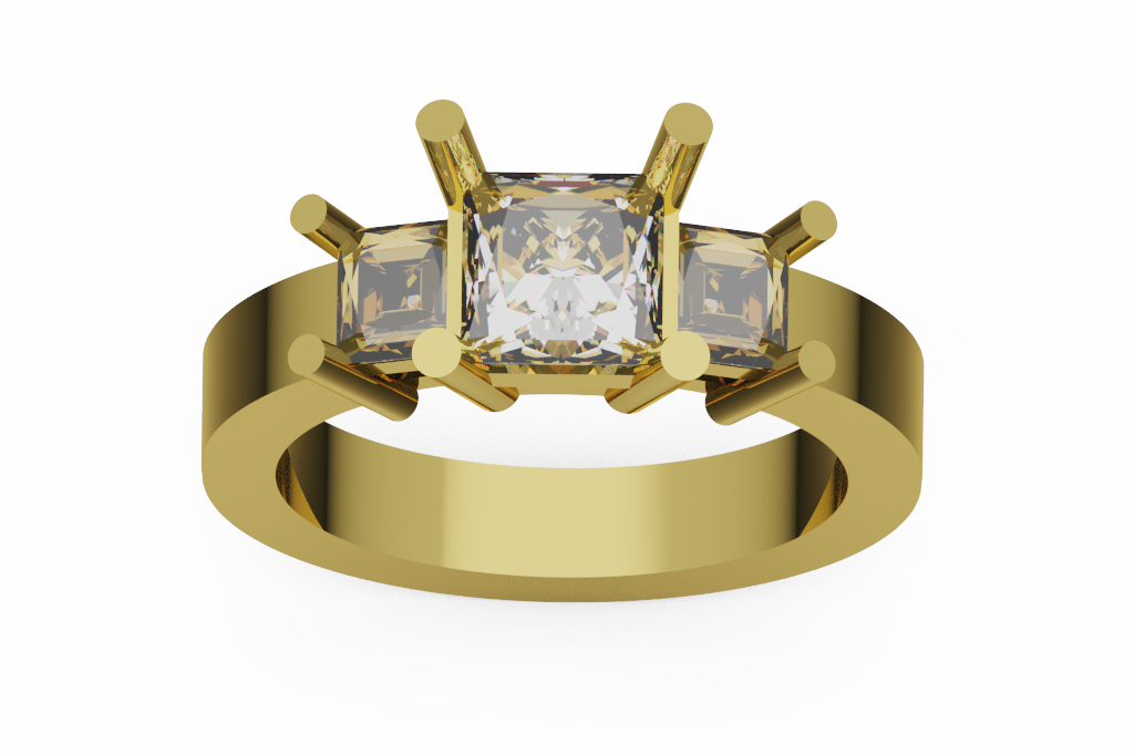 Princess Cut Three Stone Engagement Ring