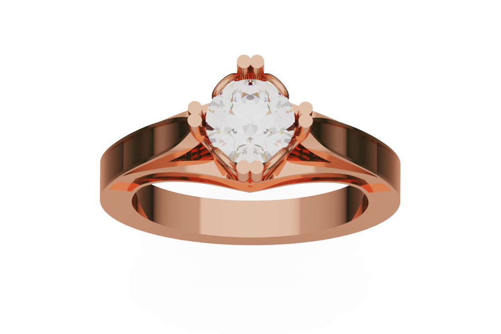Round Solitaire Ring With Scroll Split Shank