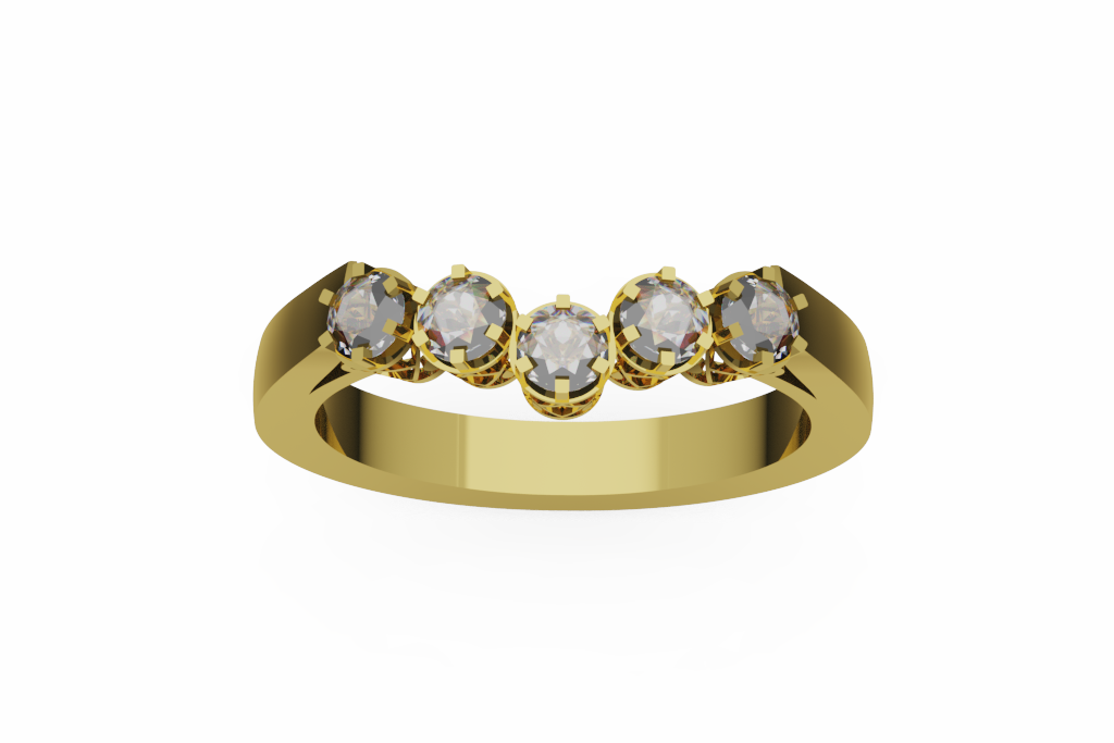 Five Stone Round Diamond Wedding Band