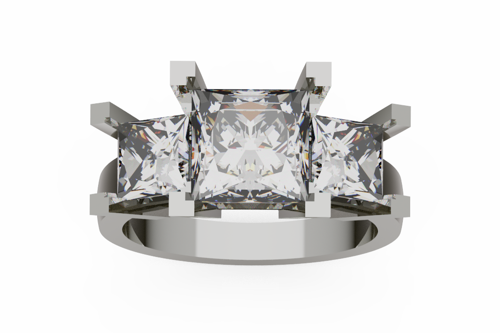 Princess Cut Three Stone Diamond Ring