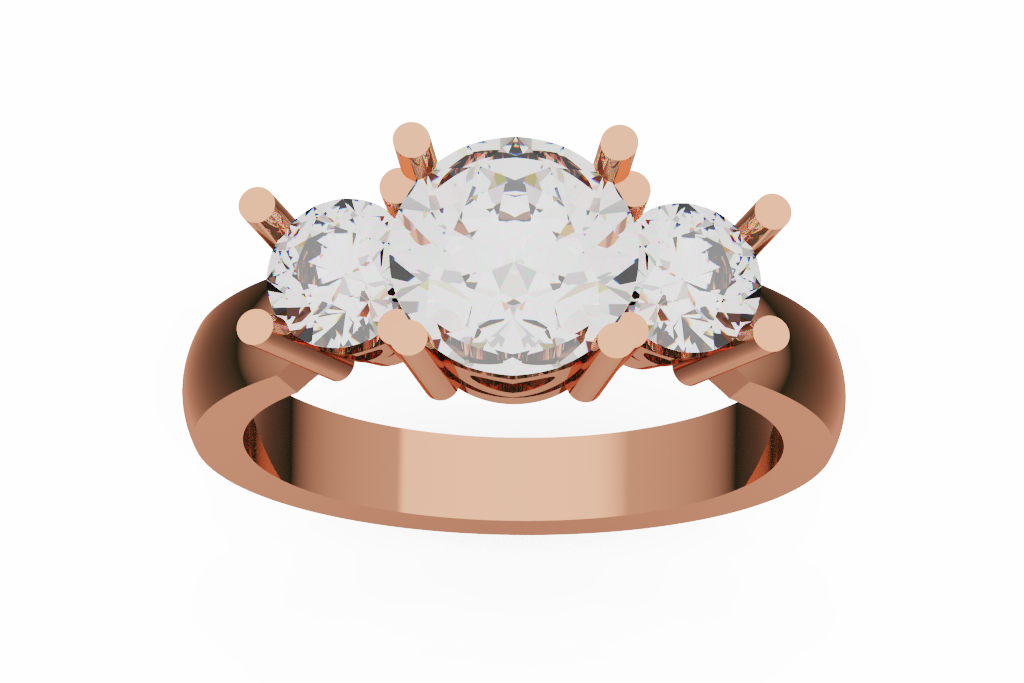 Round Three Stone Ring With Tall Prongs