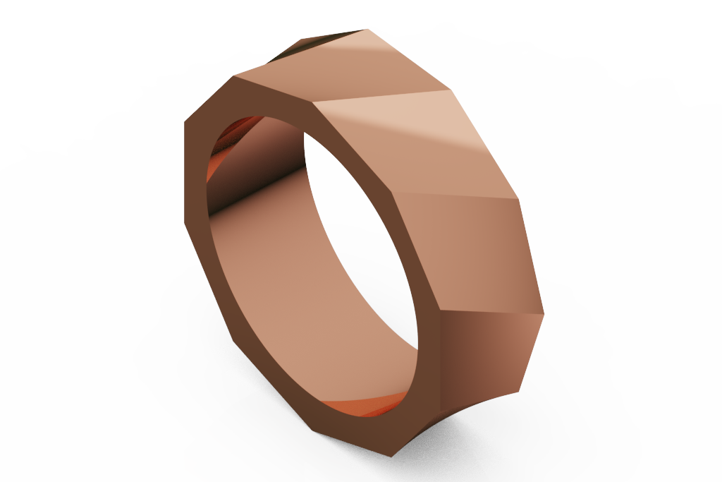 Wide Faceted Geometric Fashion Band
