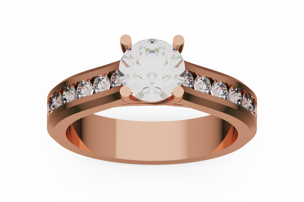 Round Diamond Engagement Ring With Channel Shoulders