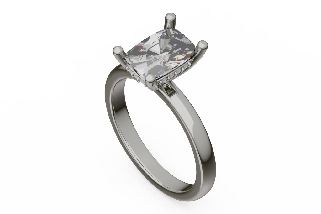 Radiant Cut Ring With Hidden Halo