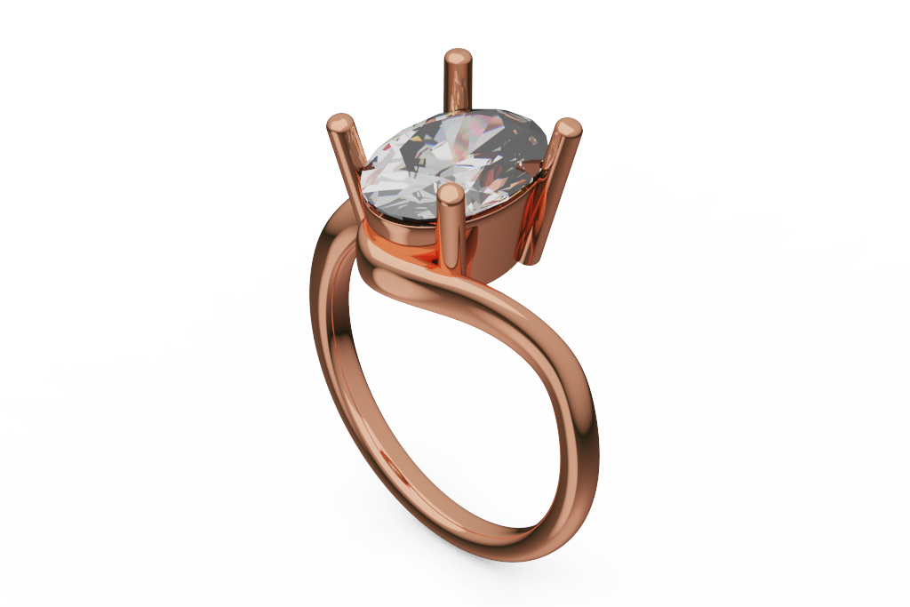 Oval Solitaire Bypass Ring With Sweeping Shank