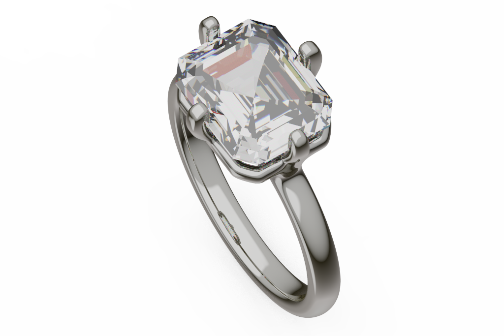 Asscher Cut Solitaire Ring With Rounded Shank