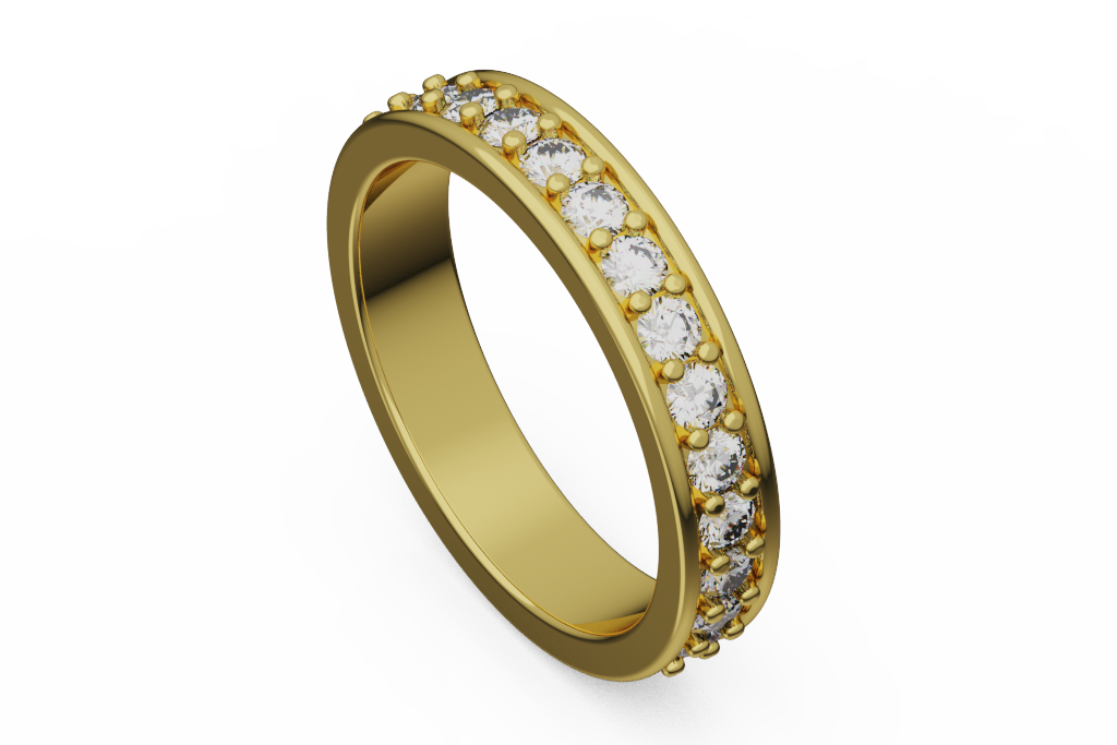 Round Diamond Channel Pave Band With Raised Rails