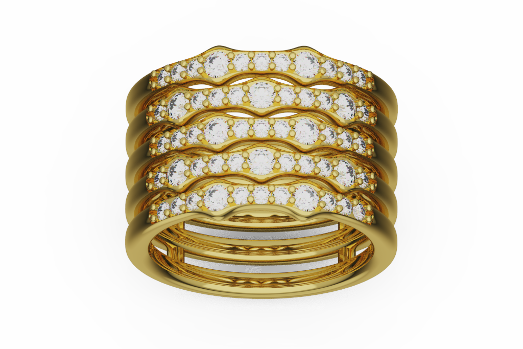 Wide Wavy Diamond Row Cigar Band