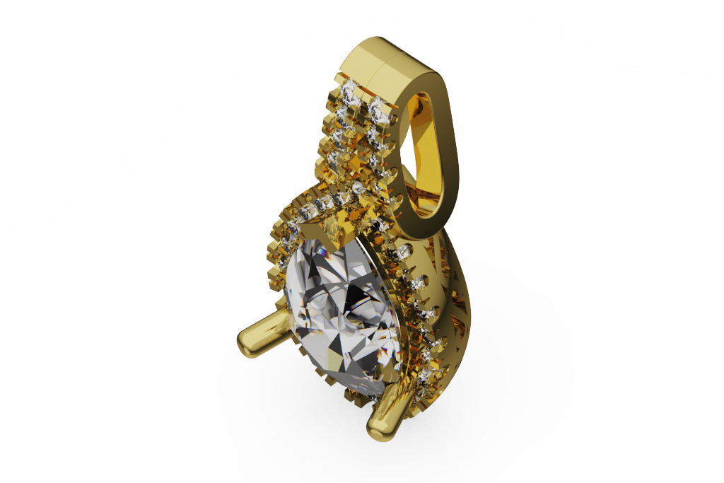 Pear Diamond Pendant With Double Halo Bail