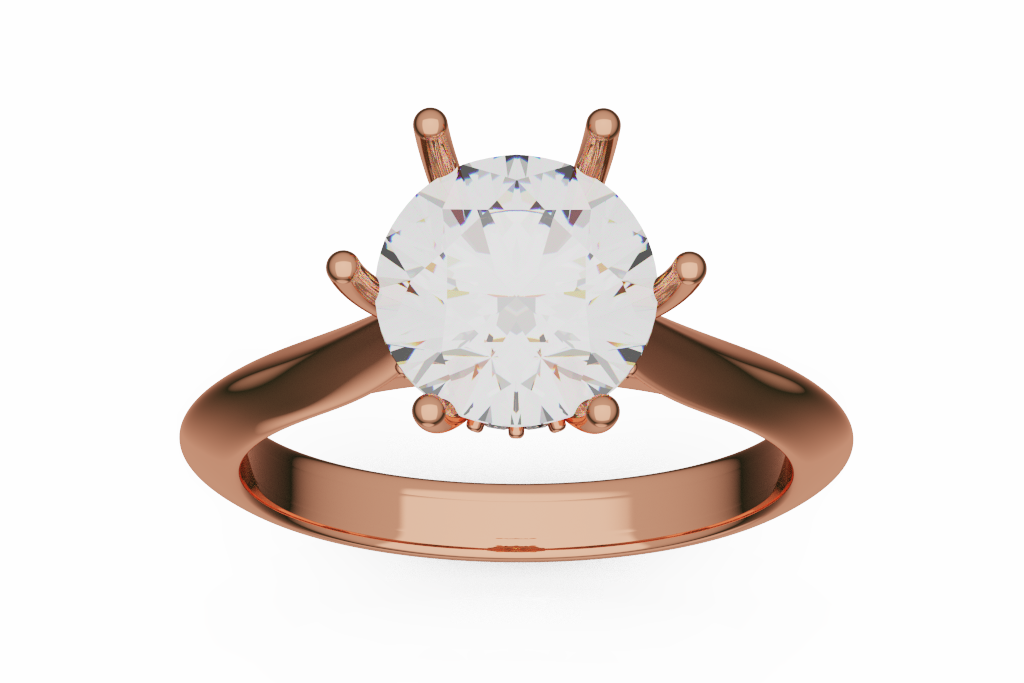 Round Solitaire Ring With Hidden Halo And Plain Shank