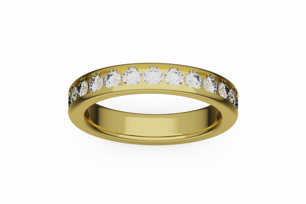 Round Diamond Channel Band With Smooth Raised Rails