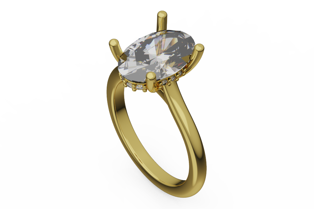 Oval Solitaire Ring With Hidden Halo