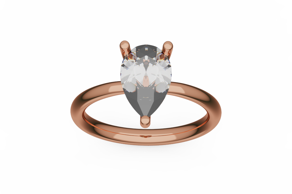 Pear Solitaire Ring With Plain Rounded Shank