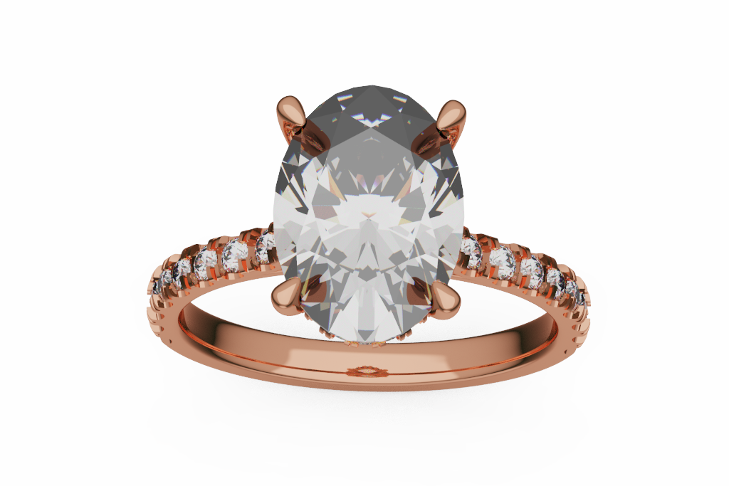 Oval Pave Engagement Ring With Hidden Halo