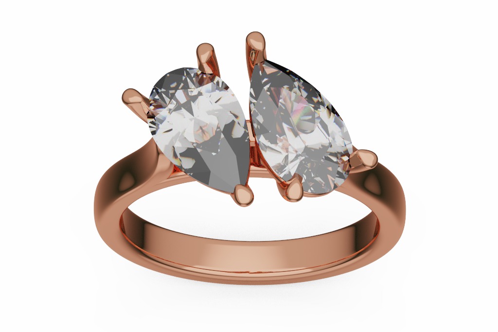 Twin Pear Toi Et Moi Ring With Plain Shank