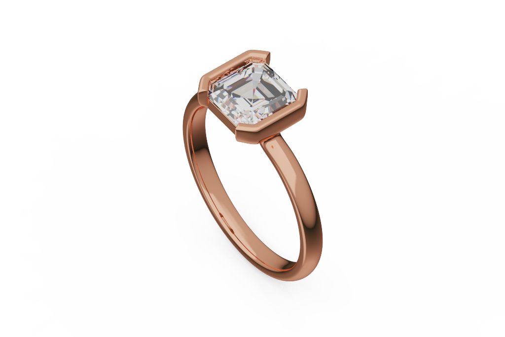 Asscher Cut Solitaire Ring With Open Side Bezels