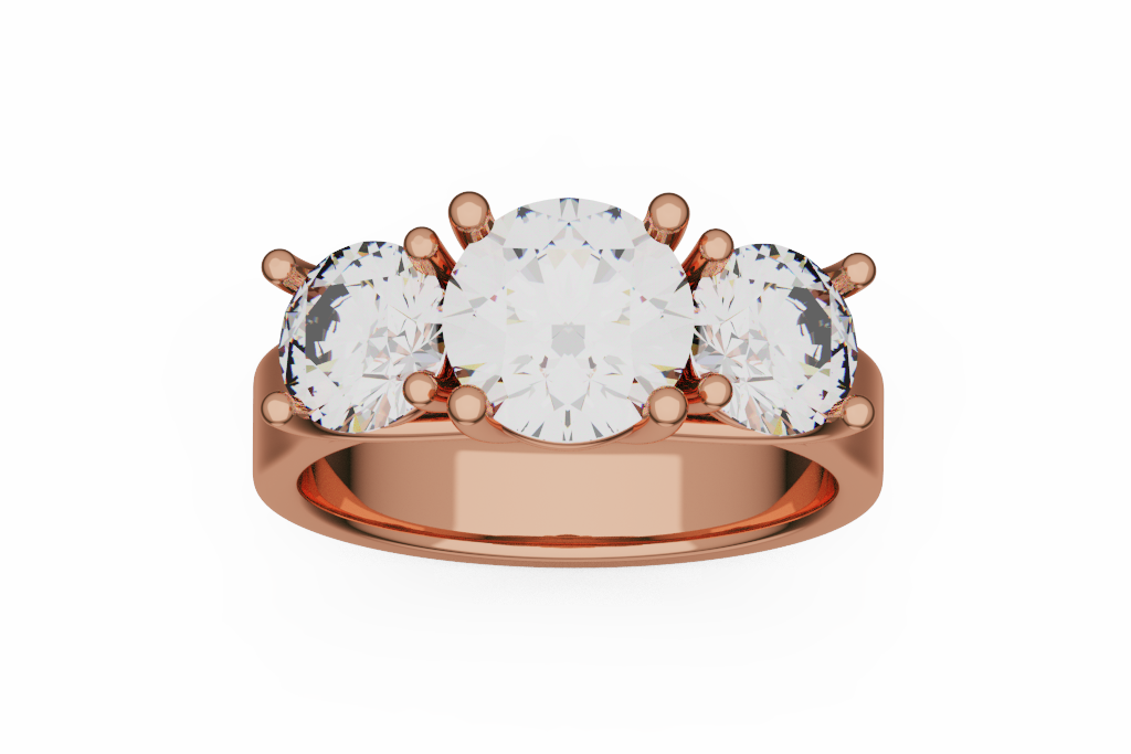  Round Multi Stone Ring With Wide Shank