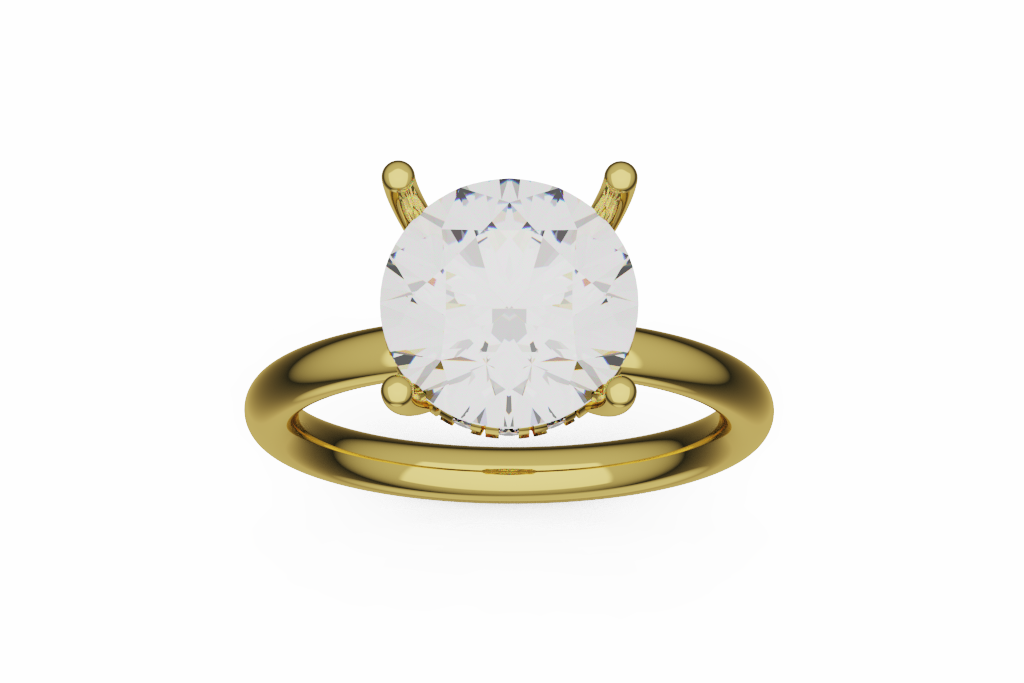 Round Solitaire Ring With Low Hidden Accent Gallery