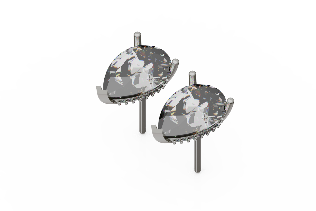 Pear Stud Earrings With Hidden Accent Gallery