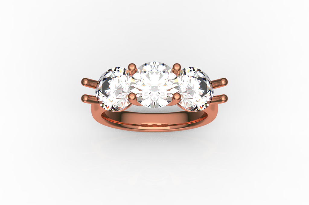 Round Three Stone Trellis Ring