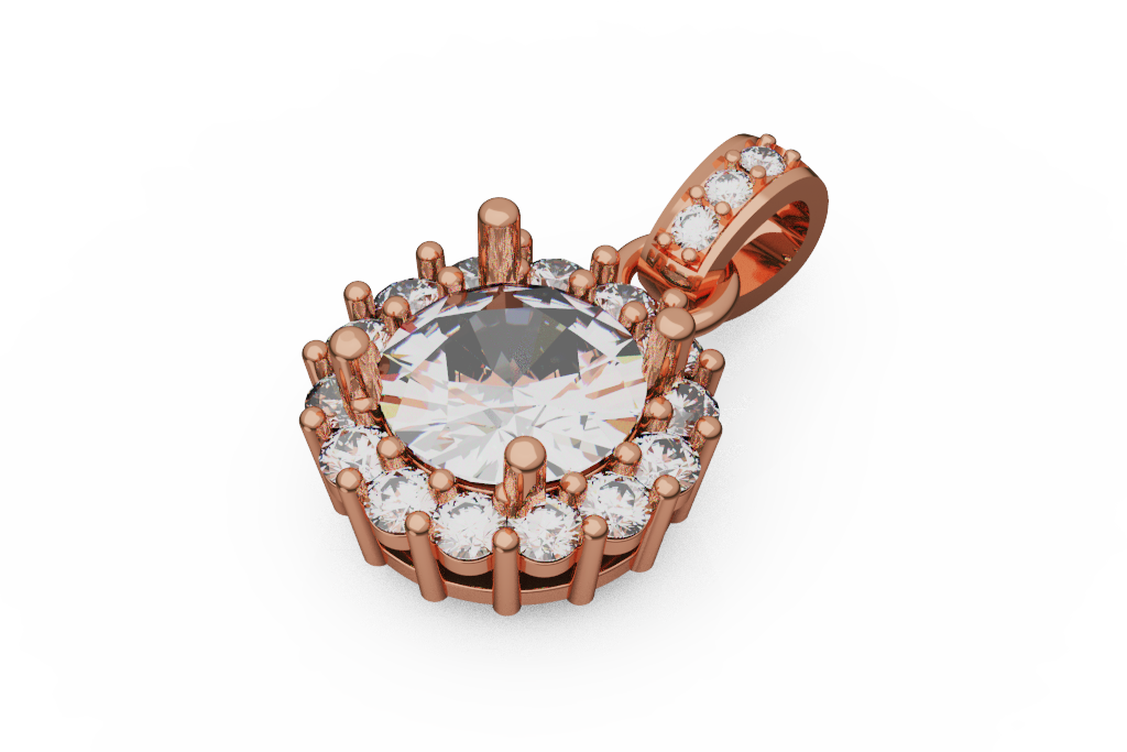 Round Halo Pendant With Pave Bail